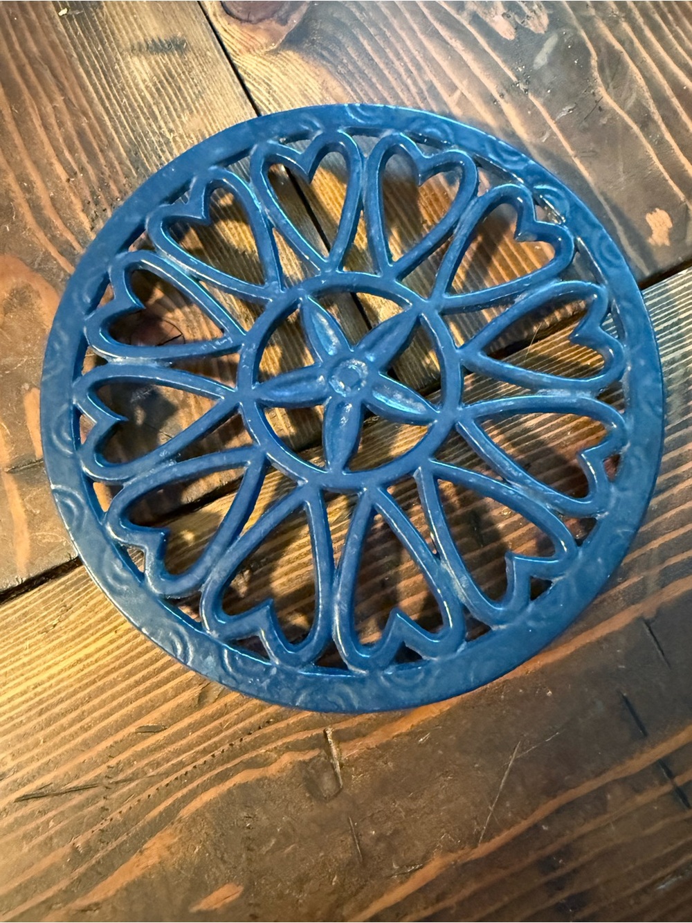 Blue Cast Iron Decorative Trivet
